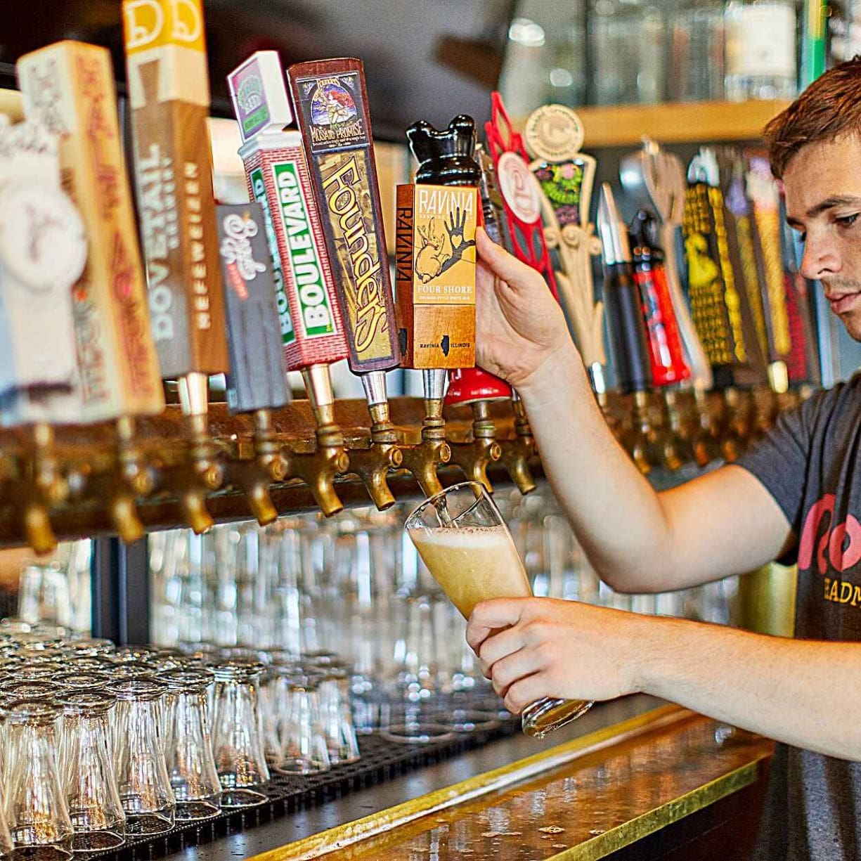 Roots Handmade Pizza has a large selection of local craft beers on tap. Our beers rotate weekly.